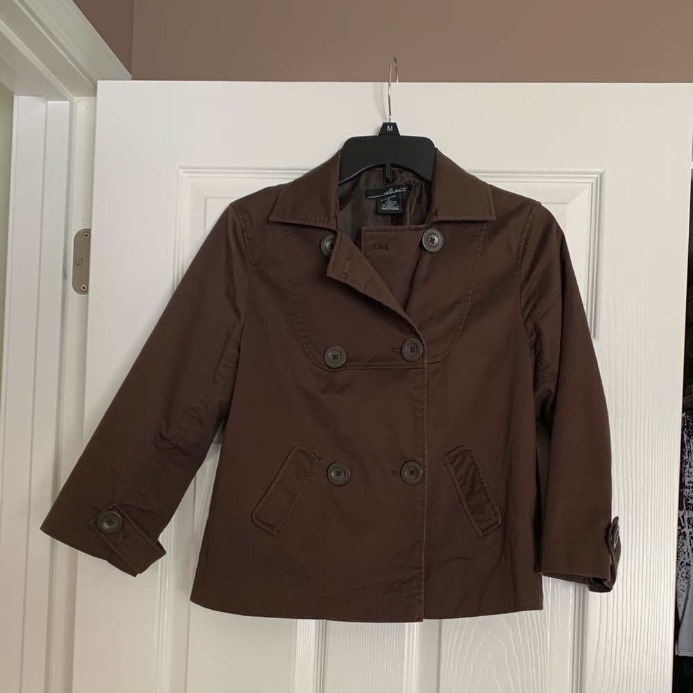 Brown peacoat style crop jacket